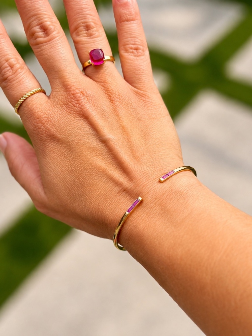 Tiffany & Co RARE 18K Rose Gold Rubellite Tourmaline Sparkler Wire Bracelet, 2.2